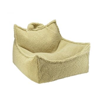Fotoliu puf pentru copii verde cu tapițerie din țesătură bouclé Chair – Wigiwama