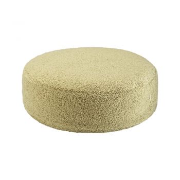 Fotoliu puf pentru copii verde cu tapițerie din țesătură bouclé Round – Wigiwama