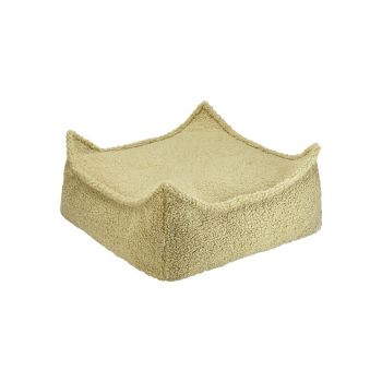 Fotoliu puf pentru copii verde cu tapițerie din țesătură bouclé Square – Wigiwama