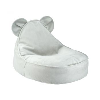 Fotoliu puf pentru copii verde mentă cu tapițerie din catifea Bear – Wigiwama