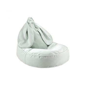 Fotoliu puf pentru copii verde mentă cu tapițerie din catifea Bunny – Wigiwama