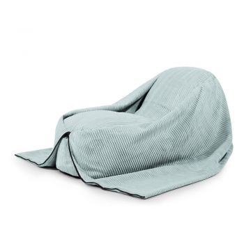 Fotoliu puf pentru copii verde mentă cu tapițerie din catifea reiată Cocoon 120 – SLOWDOWN