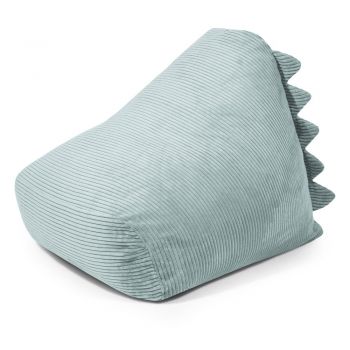 Fotoliu puf pentru copii verde mentă cu tapițerie din catifea reiată Snug 80 Dragon – SLOWDOWN