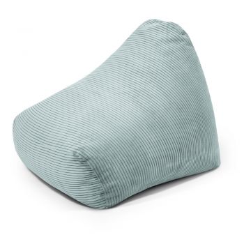 Fotoliu puf pentru copii verde mentă cu tapițerie din catifea reiată Snug 80 – SLOWDOWN