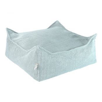 Fotoliu puf pentru copii verde mentă cu tapițerie din catifea reiată Square – Wigiwama