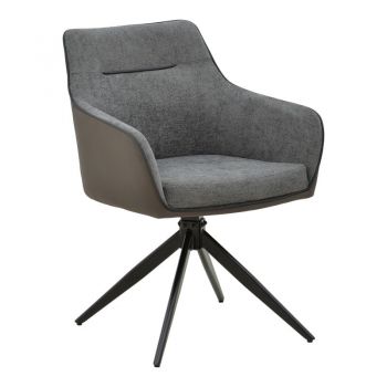 Fotoliu rotativ Debra, Pako World, Textil, Gri, 64x60x83 cm