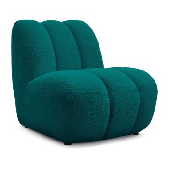 Fotoliu turcoaz cu tapițerie din țesătură bouclé Janissaire – Bobochic Paris
