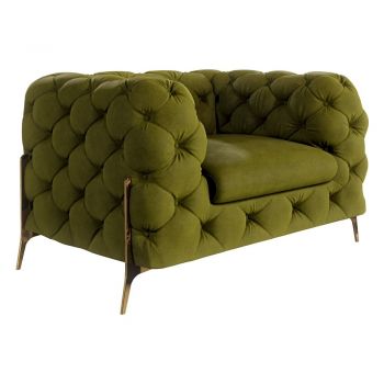 Fotoliu verde cu tapițerie din catifea Chelsea Bis – Ropez