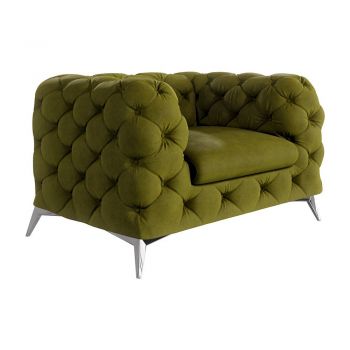 Fotoliu verde cu tapițerie din catifea Chelsea – Ropez