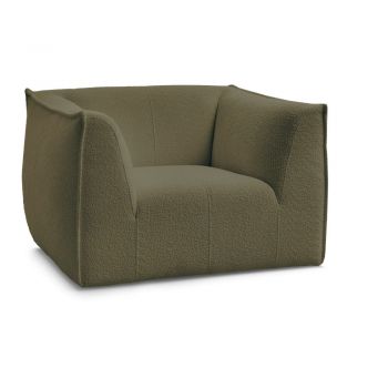 Fotoliu verde cu tapițerie din țesătură bouclé Giorgia – Bobochic Paris