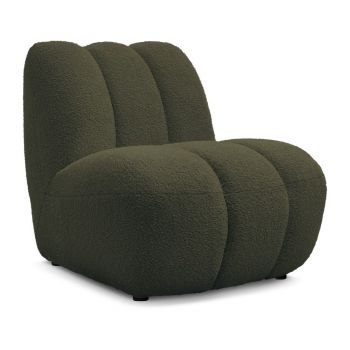 Fotoliu verde cu tapițerie din țesătură bouclé Janissaire – Bobochic Paris