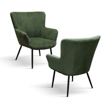 PAZZO DESIGN Fotoliu Tweety Green, tapițerie din catifea| Aosom Romania