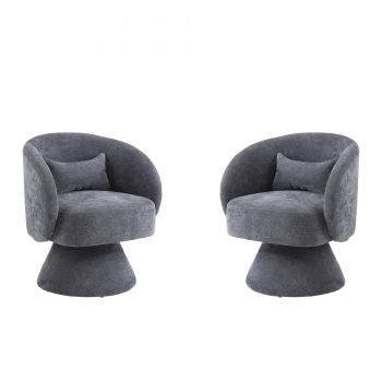 Set de 2 scaune moderne pentru living și dormitor, rotative la 360°, Gri