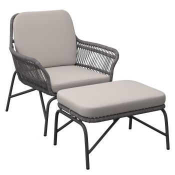 SET SCAUNE DE RELAXARE in metal, textil gri, negru
