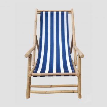 Sezlong Mare, Homla, 60x115x83 cm, bambus/poliester, natur/albastru