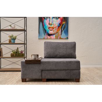 Fotoliu extensibil, Balcab Home, 825BLC4708, Lemn, Gri