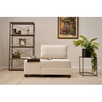 Fotoliu extensibil, Balcab Home, 825BLC4712, Lemn, Crem
