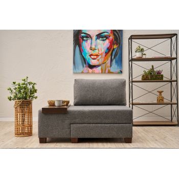 Fotoliu extensibil, Balcab Home, 825BLC4714, Lemn, Gri
