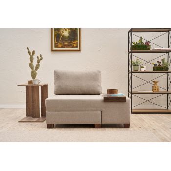 Fotoliu extensibil, Balcab Home, 825BLC4717, Lemn, Crem