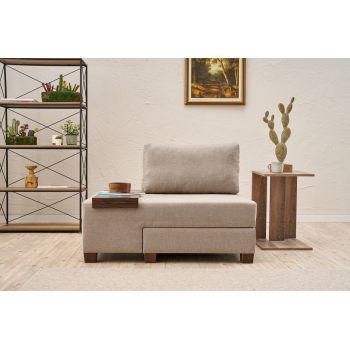 Fotoliu extensibil, Balcab Home, 825BLC4718, Lemn, Crem