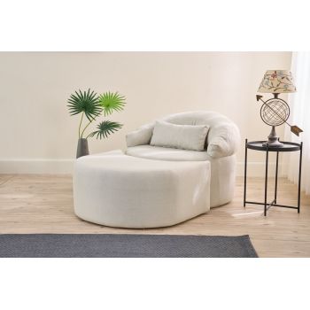 Fotoliu extensibil, Balcab Home, 825BLC4726, Poliester, Crem