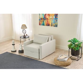 Fotoliu extensibil, Balcab Home, 825BLC4732, Lemn de brad, Crem