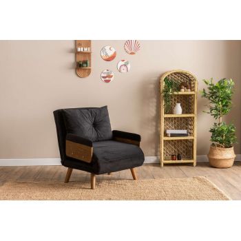 Fotoliu extensibil, Futon, 859FTN2335, Metal , Negru