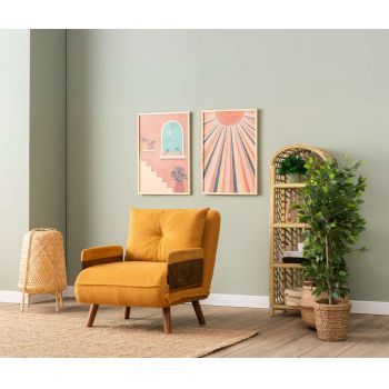 Fotoliu extensibil, Futon, 859FTN2342, Metal , Galben mustar