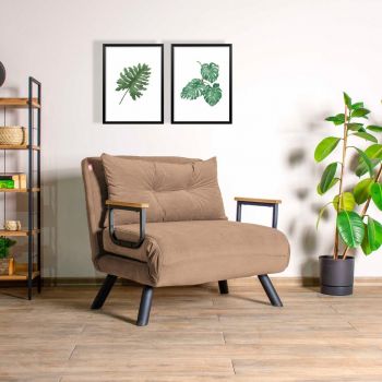 Fotoliu extensibil, Futon, 859FTN2865, Metal , Maro deschis