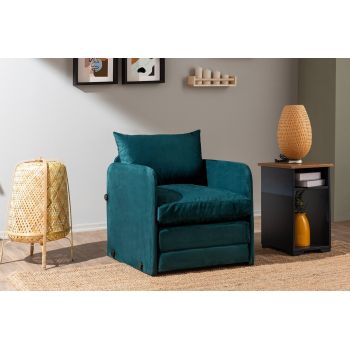 Fotoliu extensibil, Futon, 859FTN2878, Metal , Verde petrol