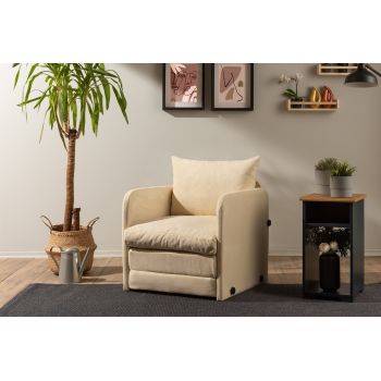 Fotoliu extensibil, Futon, 859FTN2879, Metal , Crem