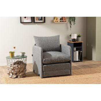 Fotoliu extensibil, Futon, 859FTN2881, Metal , Gri deschis
