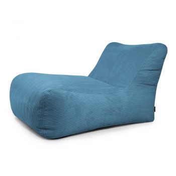 Fotoliu bean bag albastru cu tapițerie din catifea reiată Lounge 100 – SLOWDOWN