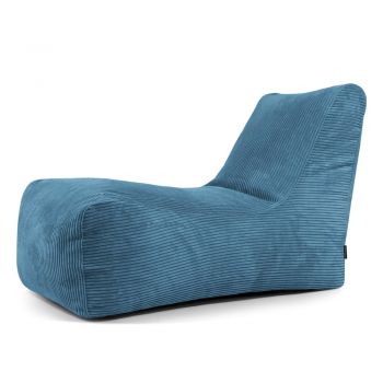 Fotoliu bean bag albastru cu tapițerie din catifea reiată Lounge – SLOWDOWN