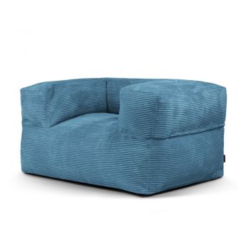 Fotoliu bean bag albastru cu tapițerie din catifea reiată MooG – SLOWDOWN
