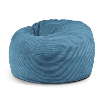 Fotoliu bean bag albastru cu tapițerie din catifea reiată Om 110 – SLOWDOWN