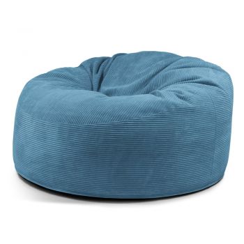 Fotoliu bean bag albastru cu tapițerie din catifea reiată Om 135 – SLOWDOWN