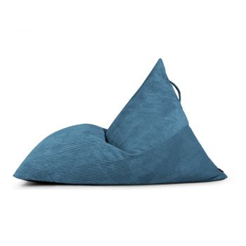 Fotoliu bean bag albastru cu tapițerie din catifea reiată Razzmatazz – SLOWDOWN