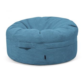 Fotoliu bean bag albastru cu tapițerie din catifea reiată Roll 105 – SLOWDOWN