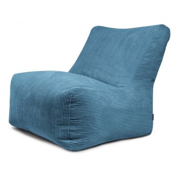 Fotoliu bean bag albastru cu tapițerie din catifea reiată Seat 100 Lounge – SLOWDOWN