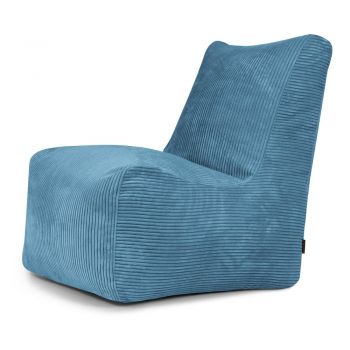 Fotoliu bean bag albastru cu tapițerie din catifea reiată Seat Lounge – SLOWDOWN