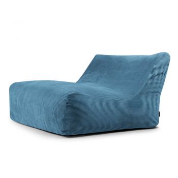 Fotoliu bean bag albastru cu tapițerie din catifea reiată Sofa Lounge – SLOWDOWN