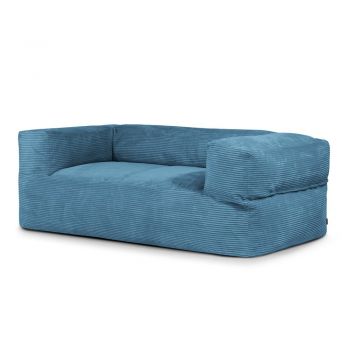 Fotoliu bean bag albastru cu tapițerie din catifea reiată Sofa MooG – SLOWDOWN