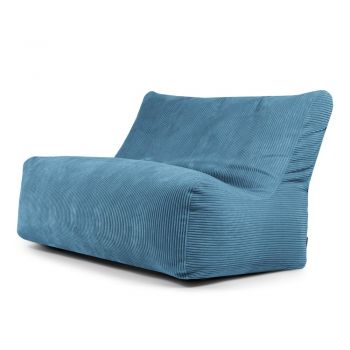 Fotoliu bean bag albastru cu tapițerie din catifea reiată Sofa Seat Lounge – SLOWDOWN