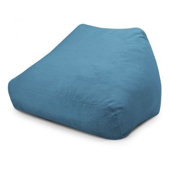 Fotoliu bean bag albastru cu tapițerie din catifea reiată Sofa Snug – SLOWDOWN