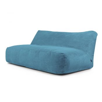 Fotoliu bean bag albastru cu tapițerie din catifea reiată Sofa Tube 190 – SLOWDOWN