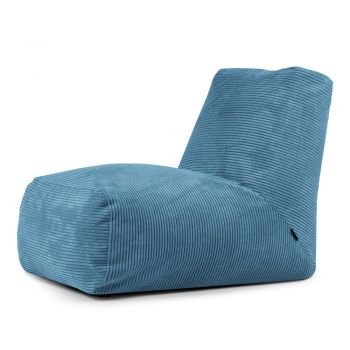 Fotoliu bean bag albastru cu tapițerie din catifea reiată Tube – SLOWDOWN
