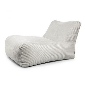 Fotoliu bean bag crem cu tapițerie din catifea reiată Lounge 100 – SLOWDOWN