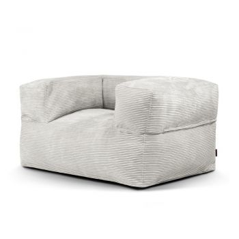 Fotoliu bean bag crem cu tapițerie din catifea reiată MooG – SLOWDOWN