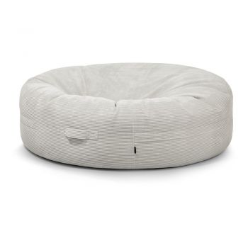 Fotoliu bean bag crem cu tapițerie din catifea reiată Roll 190 – SLOWDOWN
